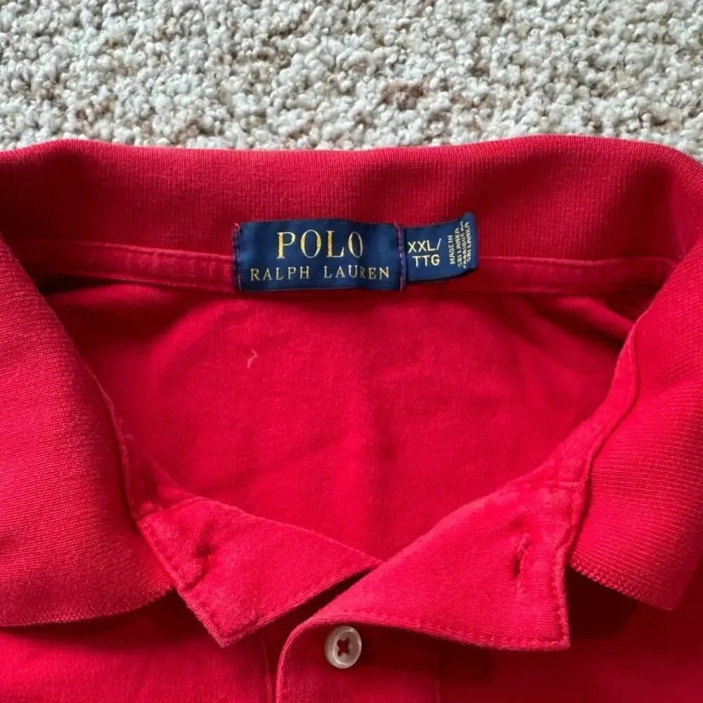 Polo Ralph Lauren Polo Shirt Mens XXL Red Cotton Short Sleeve Blue Pony Logo